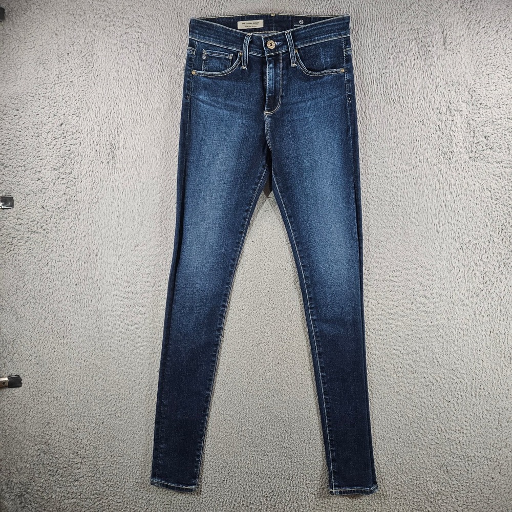 AG Adriano Goldschmied The Farrah Skinny High Rise Jeans‎ Dark Wash Blue 24R